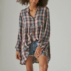 Lucky Brand Plaid Tunic Top Dress